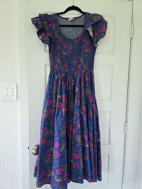 Ivy City Co Hattie Dress in Floral Blue Like NEW